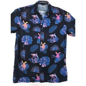 Dutch Bros Shirt Mens Small Black Hawaiian Short Sleeve Button Front